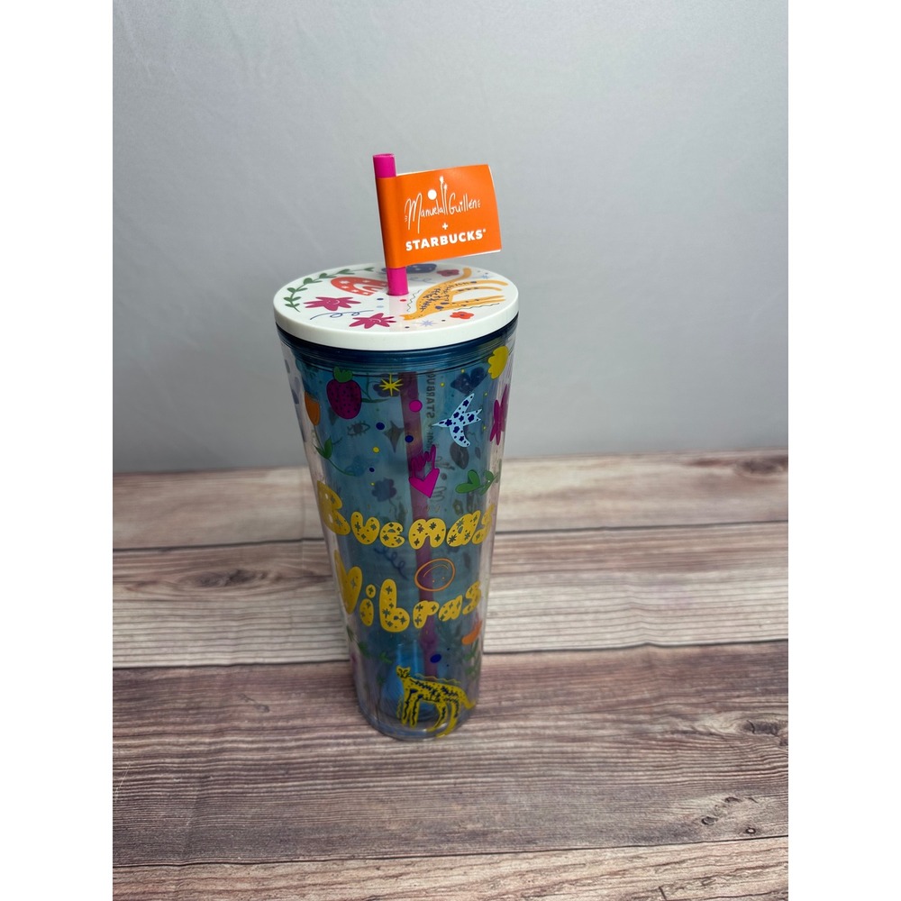 Starbucks Tumbler Mandala Guillen 24oz Cold Cup Straw Lid Summer Fun Collection‎